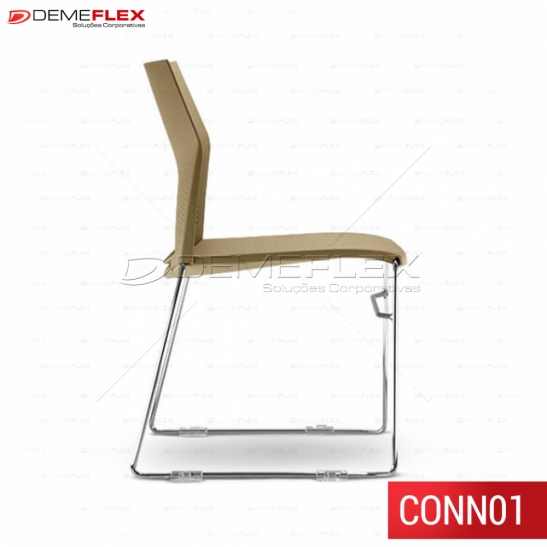 Cadeira Fixa Empilhável com Sapatas Connect Cromada Curitiba Demeflex