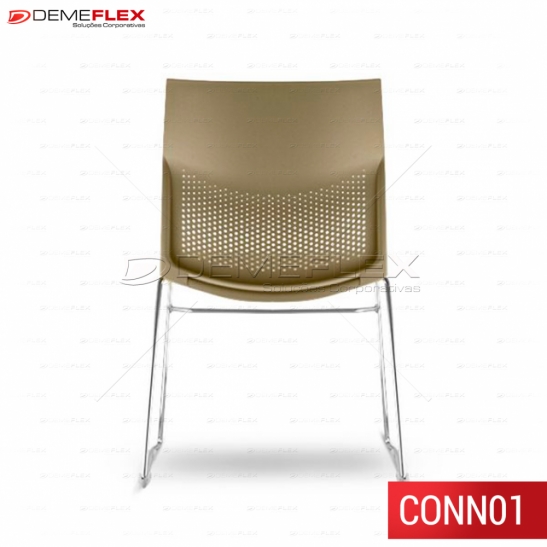 Cadeira Fixa Empilhável com Sapatas Connect Cromada Curitiba Demeflex