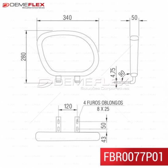 Braço com fixação no assento e injetado em Poliuretano Curitiba Demeflex