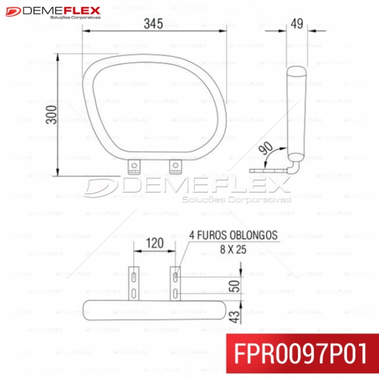 Braço fixo em PP 2 Curitiba Demeflex