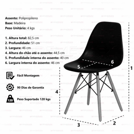 Cadeira Base em Madeira e Aço Eames Demeflex Curitiba